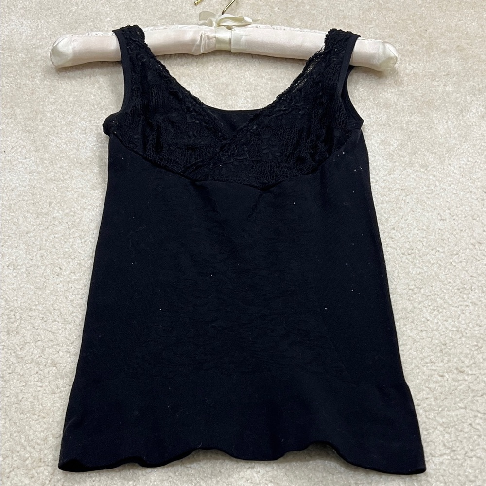 Elegant Black Lace Trim Tank Top